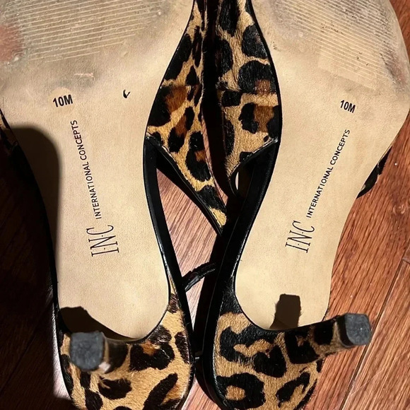 Macy’s INC Leopard Print Slingback Heels Sz 10 - Picture 7 of 16